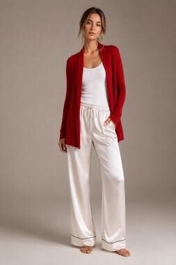 PJ Harlow Amelia Supima Modal Cardigan Red XS Quiet Luxury Lounge